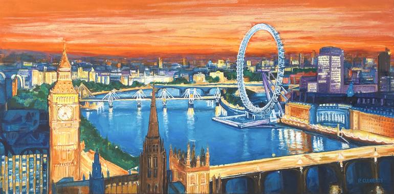 London Panoramic View From Big Ben To London Eye X Large Painting By Patricia Clements Saatchi Art