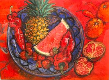 Still life with pineapple and chillies thumb