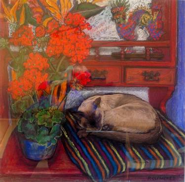 Original Impressionism Cats Drawings by Patricia Clements