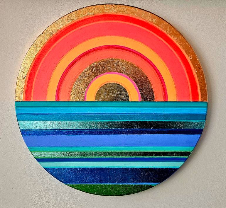 Original Seascape Painting by Arabella Yapp | Contemporary Art on Wood | Sun and Sea