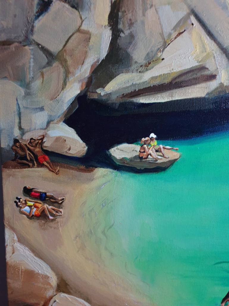 Original Figurative Beach Painting by Arabella Yapp