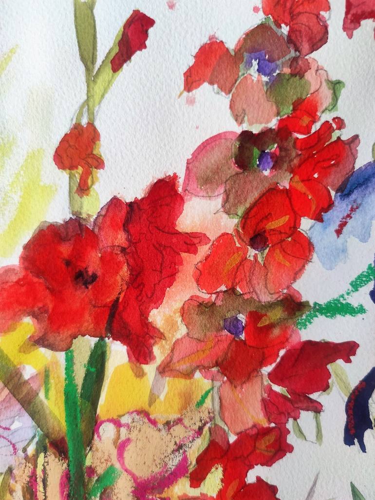 Original Flowers Floral Painting by Linda Clerget