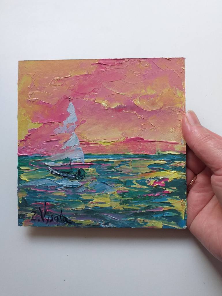 Original Abstract Seascape Painting by Zinaida Vysota Dacenko