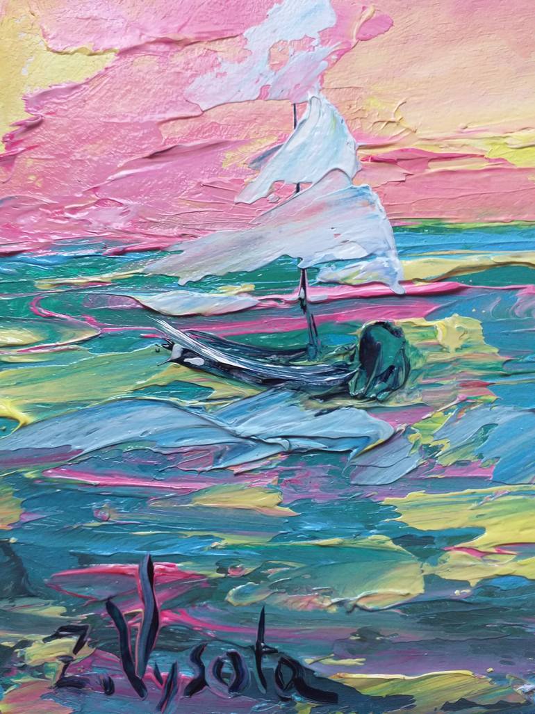 Original Abstract Seascape Painting by Zinaida Vysota Dacenko