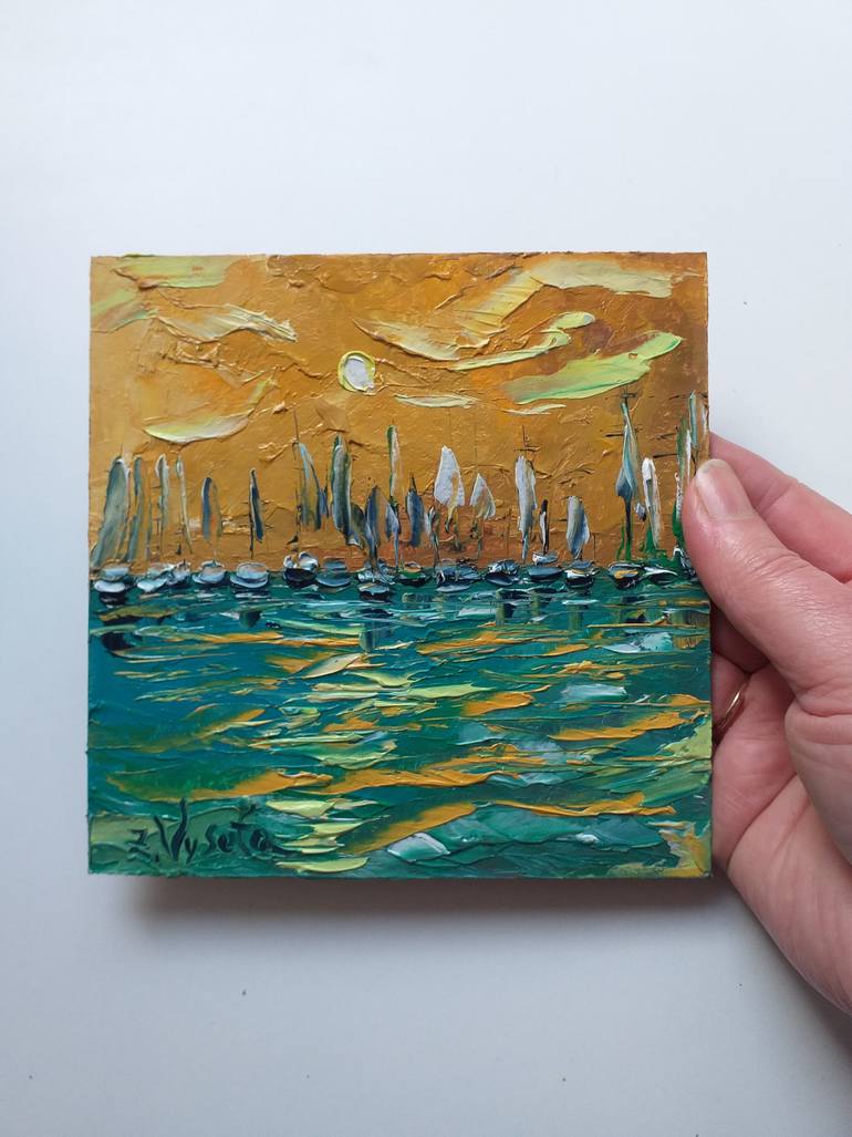 Original Abstract Expressionism Seascape Painting by Zinaida Vysota Dacenko