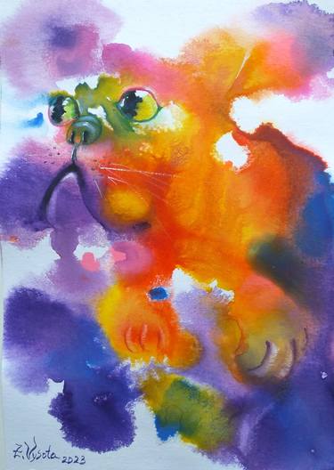 Original Abstract Expressionism Animal Paintings by Zinaida Vysota Dacenko