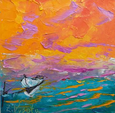 Original Abstract Expressionism Seascape Paintings by Zinaida Vysota Dacenko