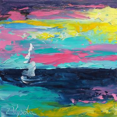 Original Abstract Expressionism Seascape Paintings by Zinaida Vysota Dacenko