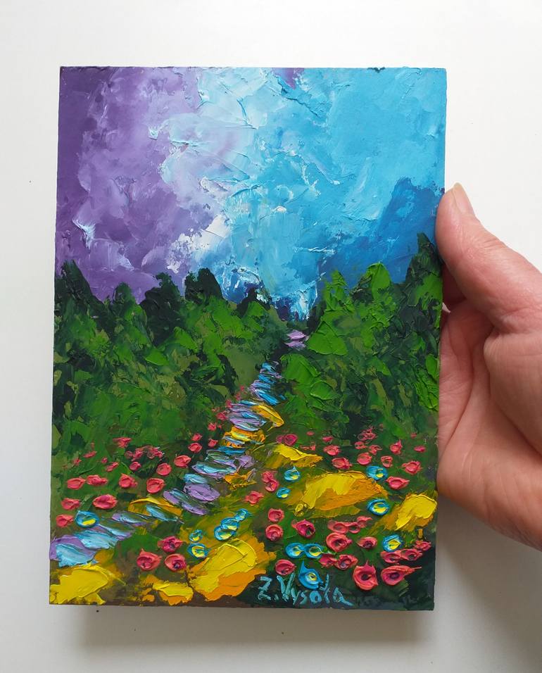 Original Art Deco Landscape Painting by Zinaida Vysota Dacenko