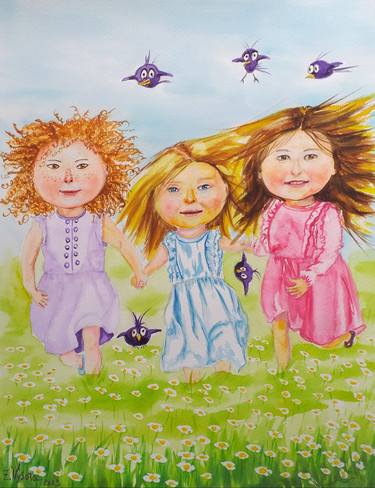 Print of Children Paintings by Zinaida Vysota Dacenko