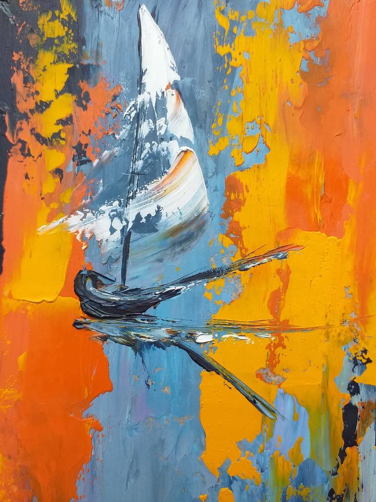 Original Sailboat Painting by Zinaida Vysota Dacenko