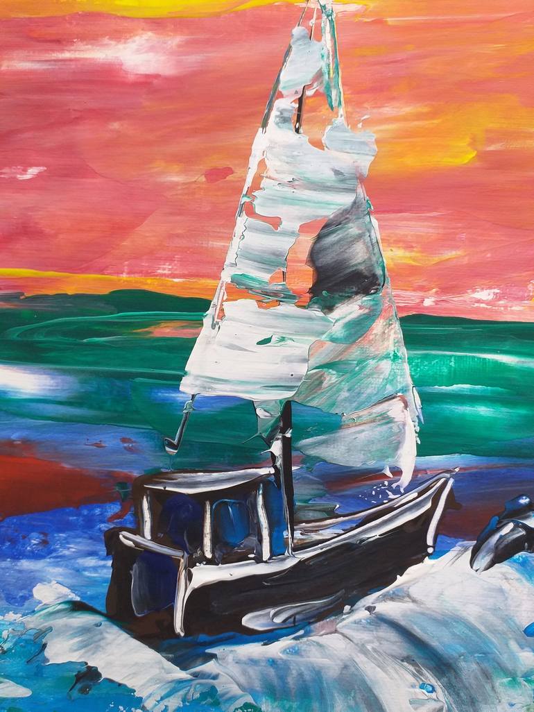 Original Abstract Expressionism Seascape Painting by Zinaida Vysota Dacenko