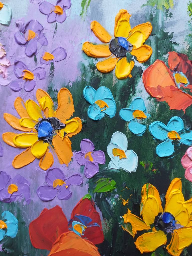 Original Abstract Expressionism Floral Painting by Zinaida Vysota Dacenko