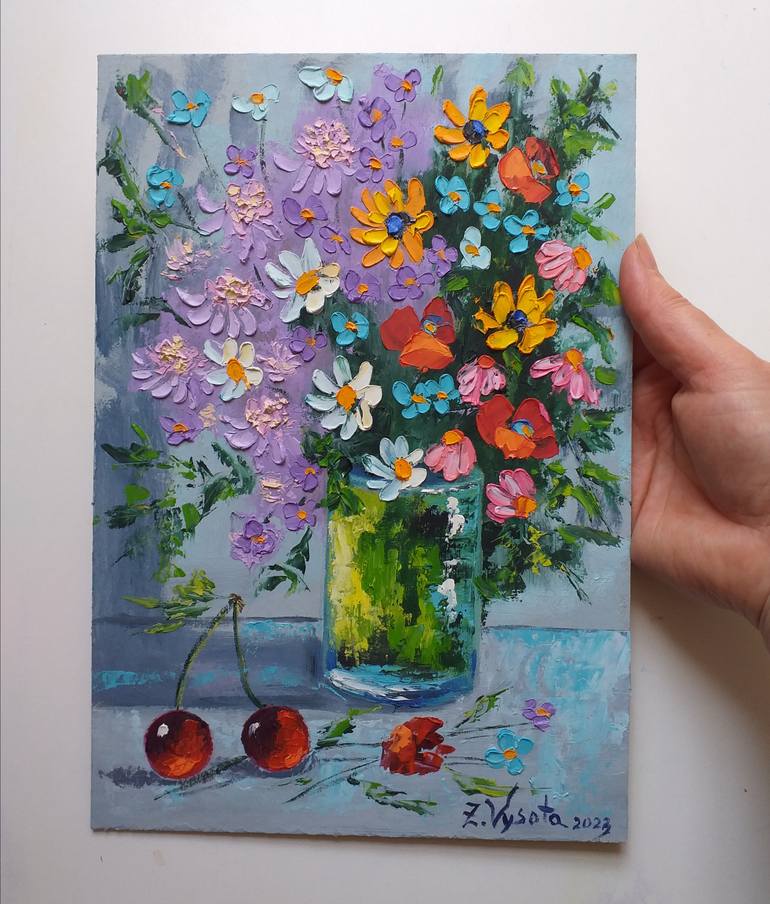 Original Abstract Expressionism Floral Painting by Zinaida Vysota Dacenko