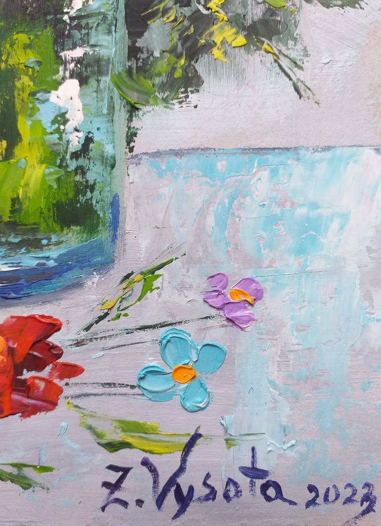 Original Abstract Expressionism Floral Painting by Zinaida Vysota Dacenko
