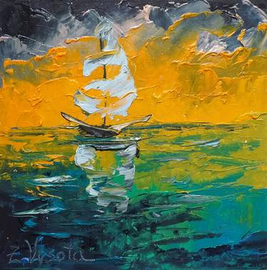 Original Contemporary Sailboat Paintings by Zinaida Vysota Dacenko