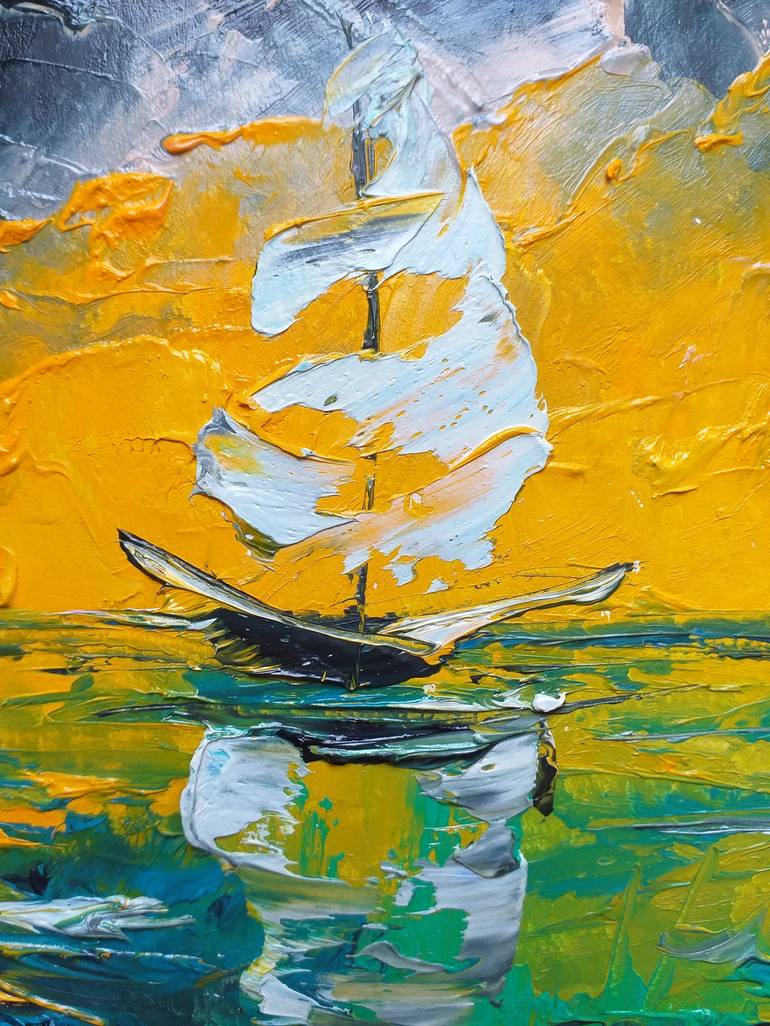 Original Contemporary Sailboat Painting by Zinaida Vysota Dacenko