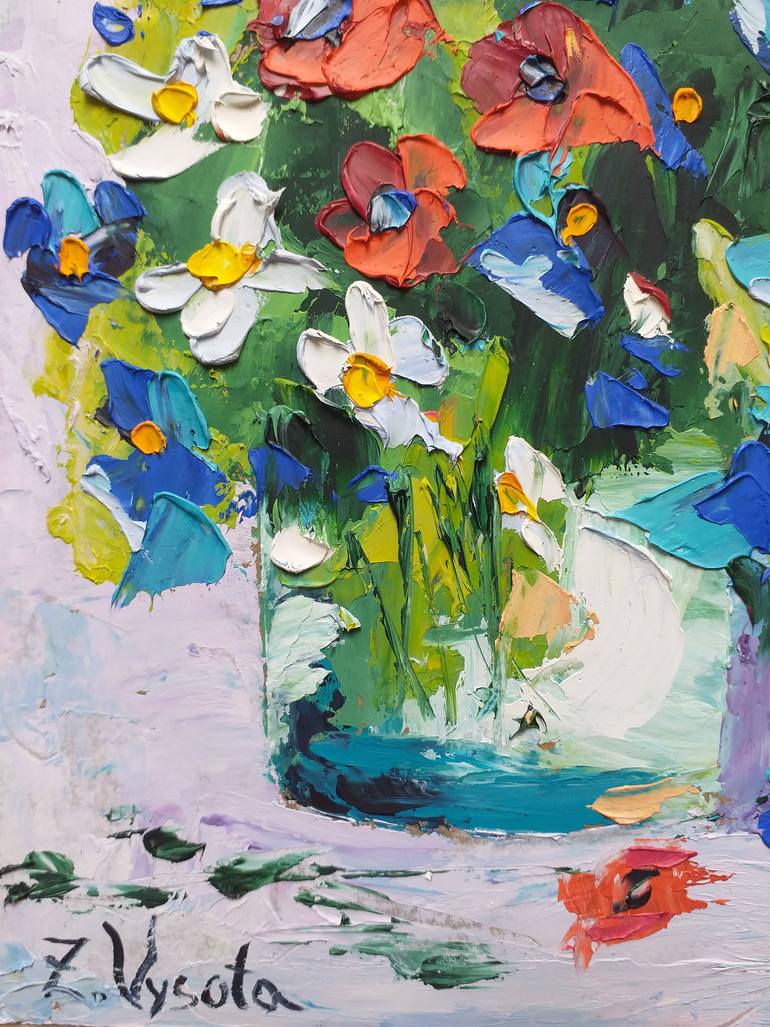 Original Abstract Expressionism Floral Painting by Zinaida Vysota Dacenko