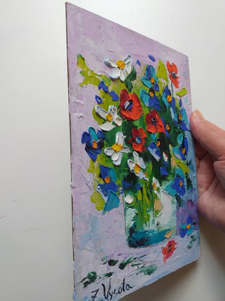Original Abstract Expressionism Floral Painting by Zinaida Vysota Dacenko