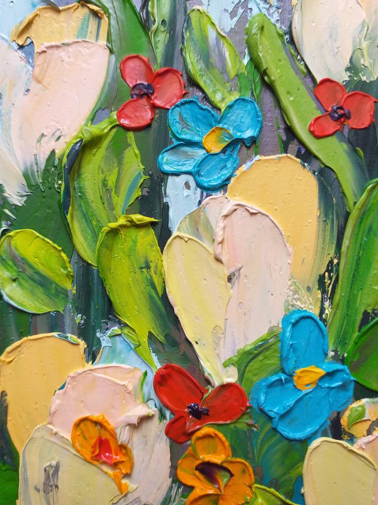 Original Abstract Expressionism Floral Painting by Zinaida Vysota Dacenko