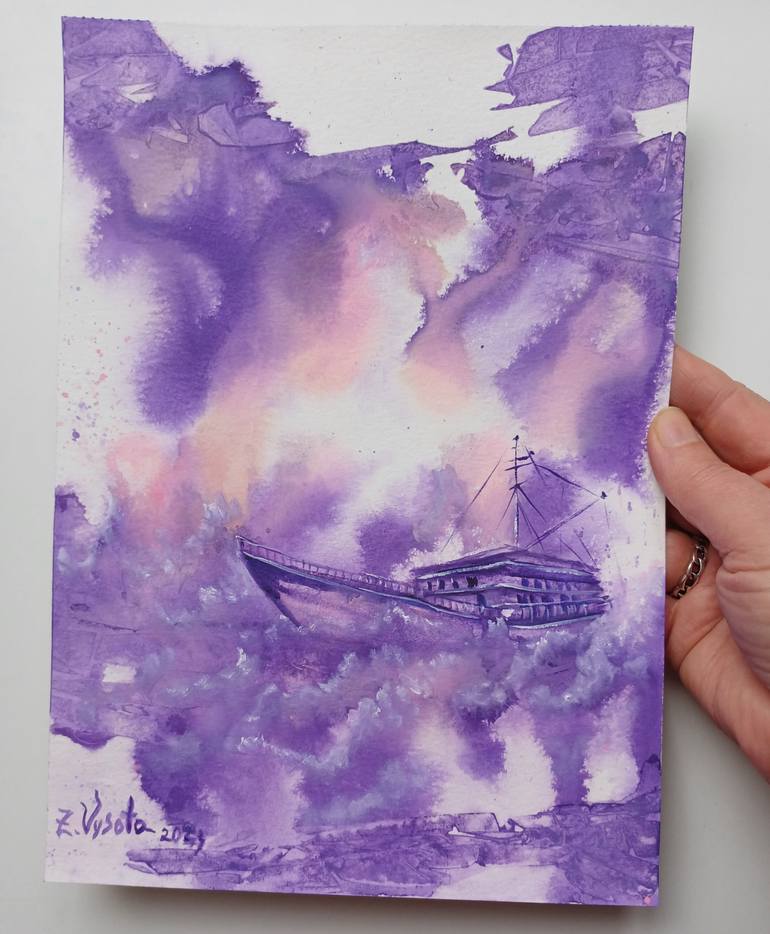 Original Abstract Seascape Painting by Zinaida Vysota Dacenko