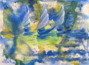 Print of Seascape Paintings by Zinaida Vysota Dacenko
