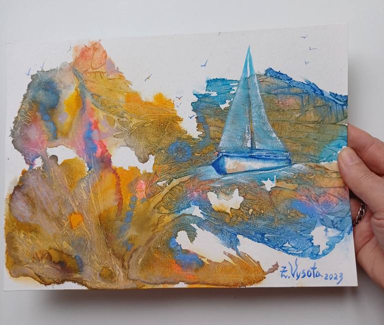 Original Abstract Seascape Painting by Zinaida Vysota Dacenko