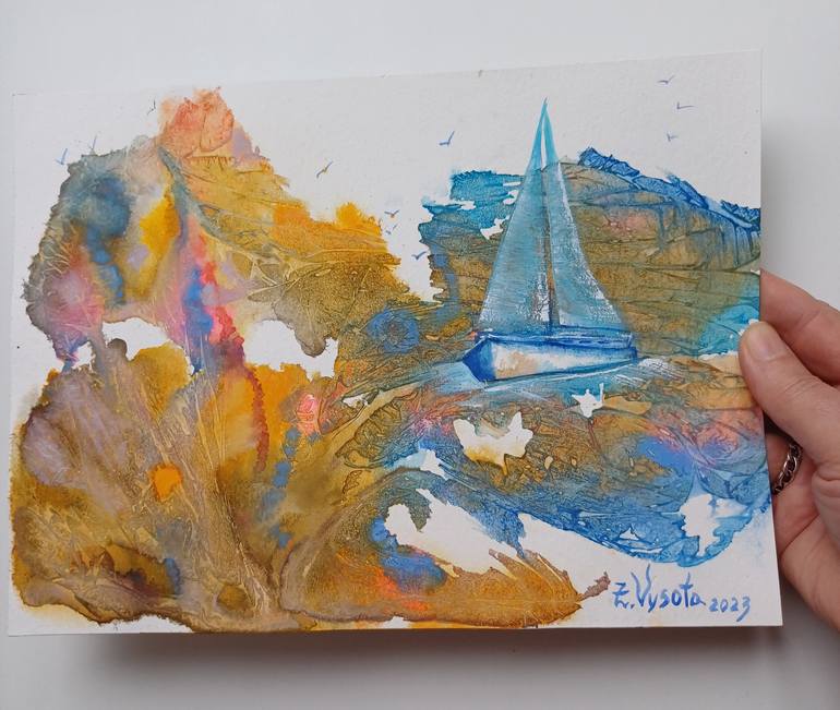 Original Abstract Seascape Painting by Zinaida Vysota Dacenko