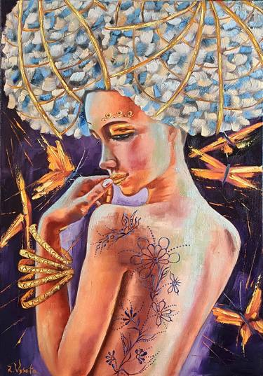 Original Art Deco Women Paintings by Zinaida Vysota Dacenko