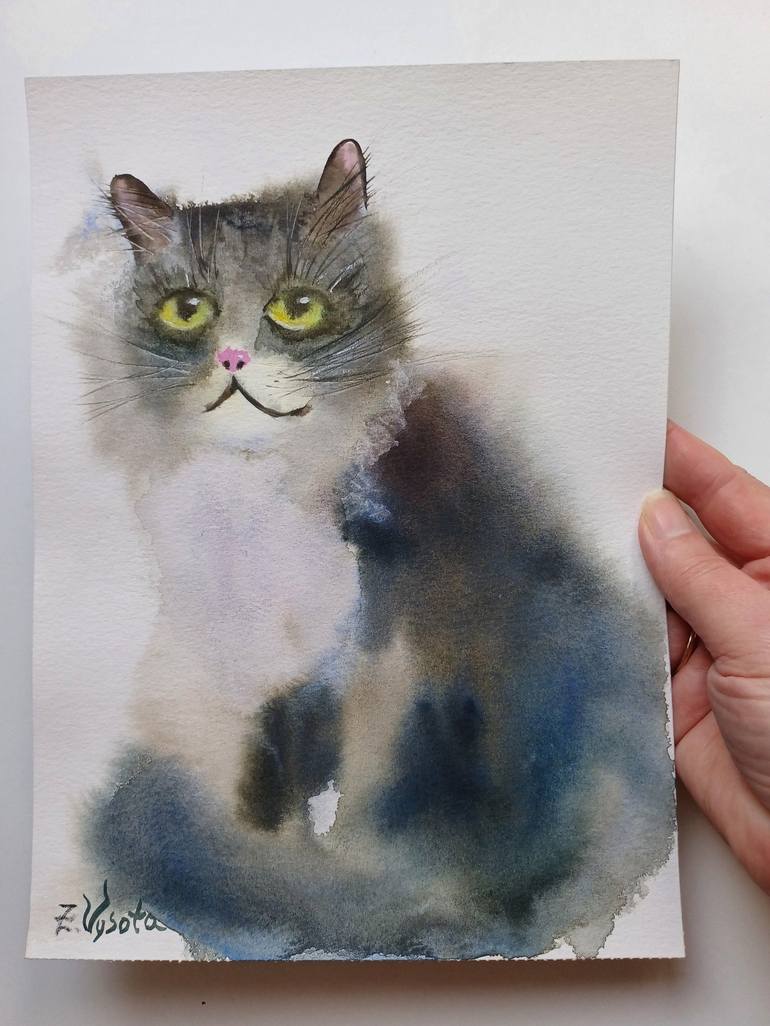 Original Cats Painting by Zinaida Vysota Dacenko