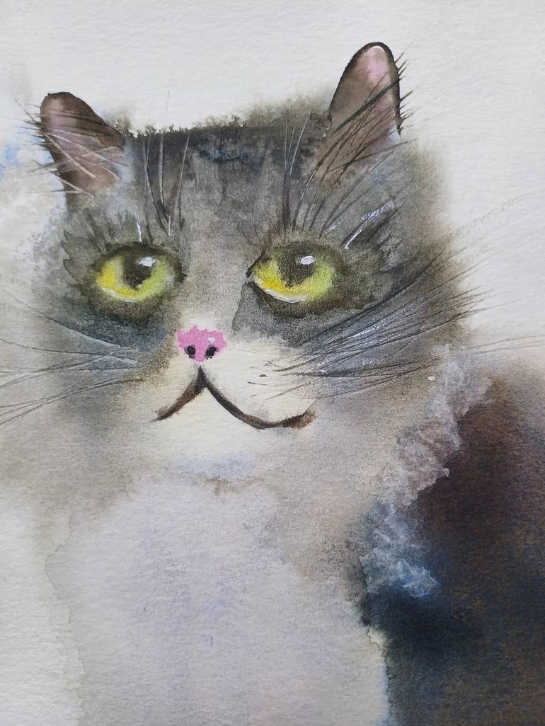 Original Cats Painting by Zinaida Vysota Dacenko