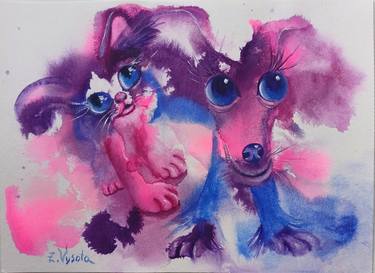 Original Abstract Animal Paintings by Zinaida Vysota Dacenko
