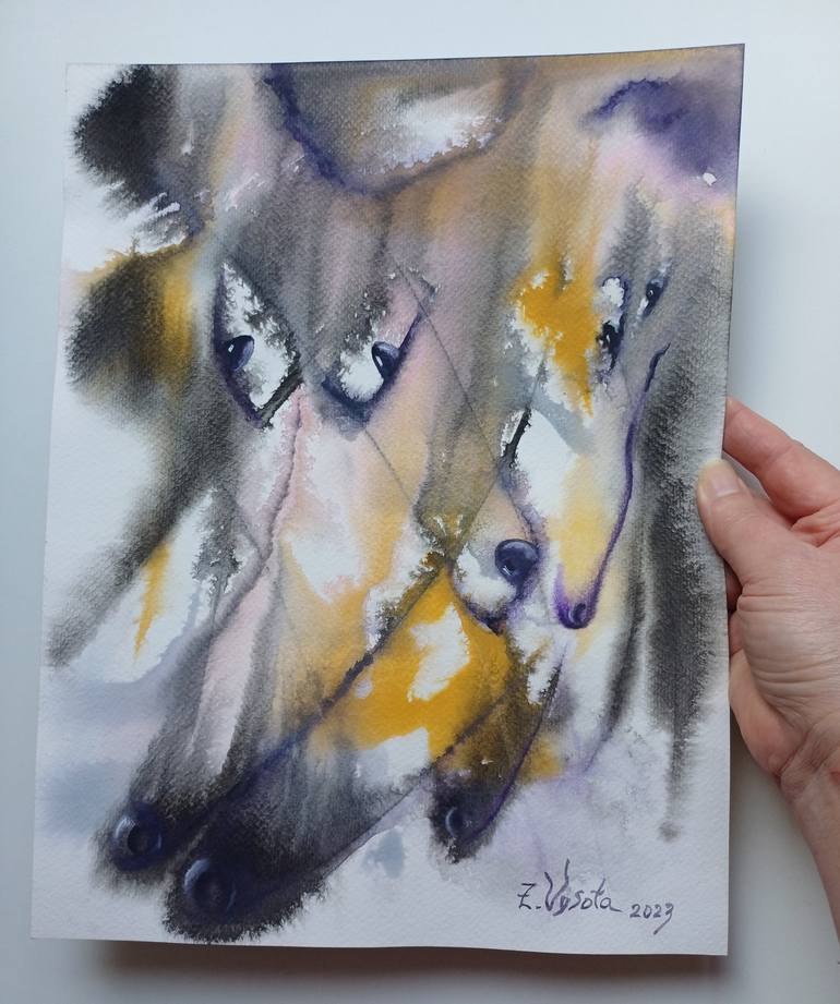 Original Abstract Animal Painting by Zinaida Vysota Dacenko