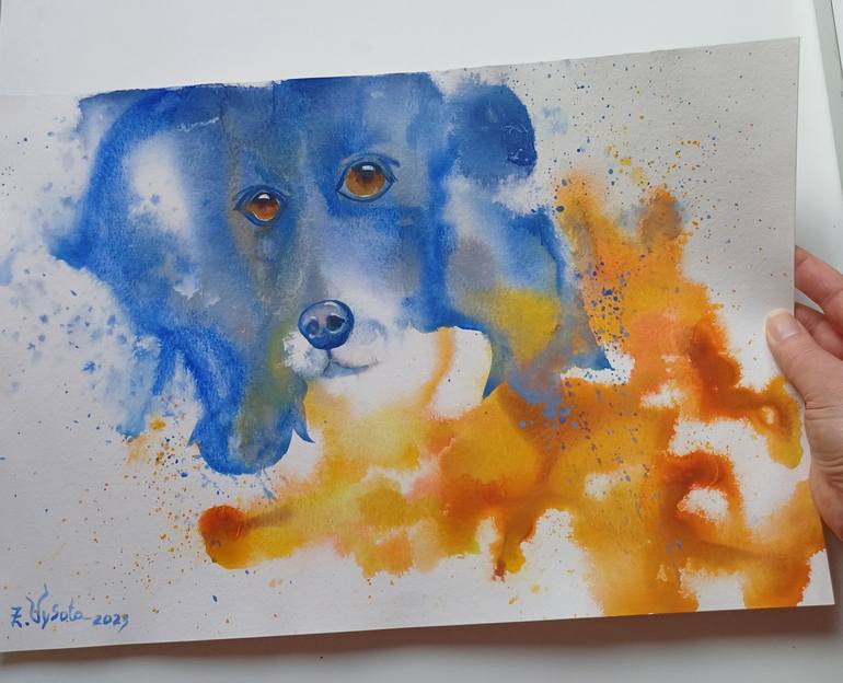 Original Contemporary Dogs Painting by Zinaida Vysota Dacenko