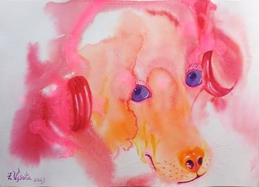 Print of Dogs Paintings by Zinaida Vysota Dacenko