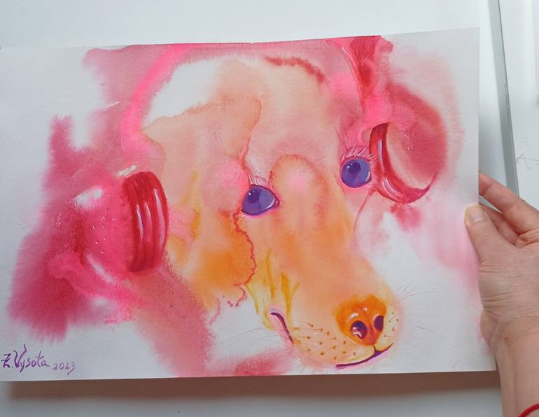 Original Dogs Painting by Zinaida Vysota Dacenko