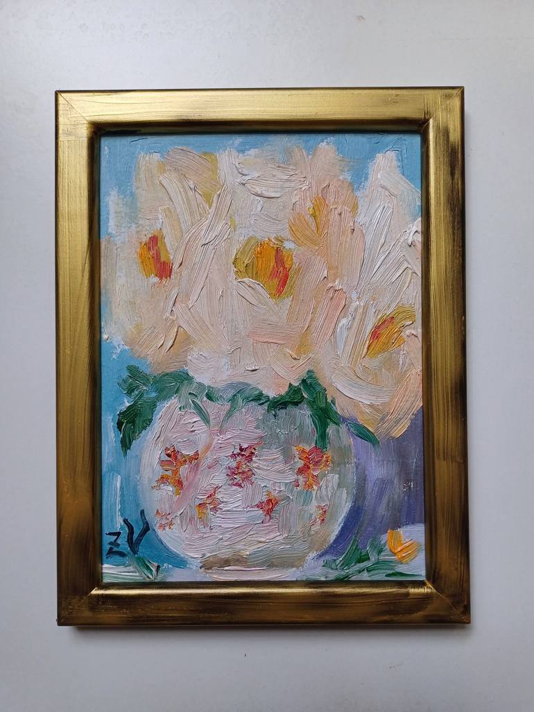 Original Art Deco Floral Painting by Zinaida Vysota Dacenko