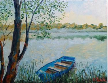 Original Art Deco Boat Painting by Zinaida Vysota Dacenko