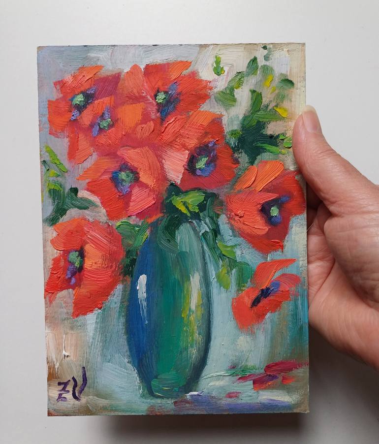 Original Art Deco Floral Painting by Zinaida Vysota Dacenko