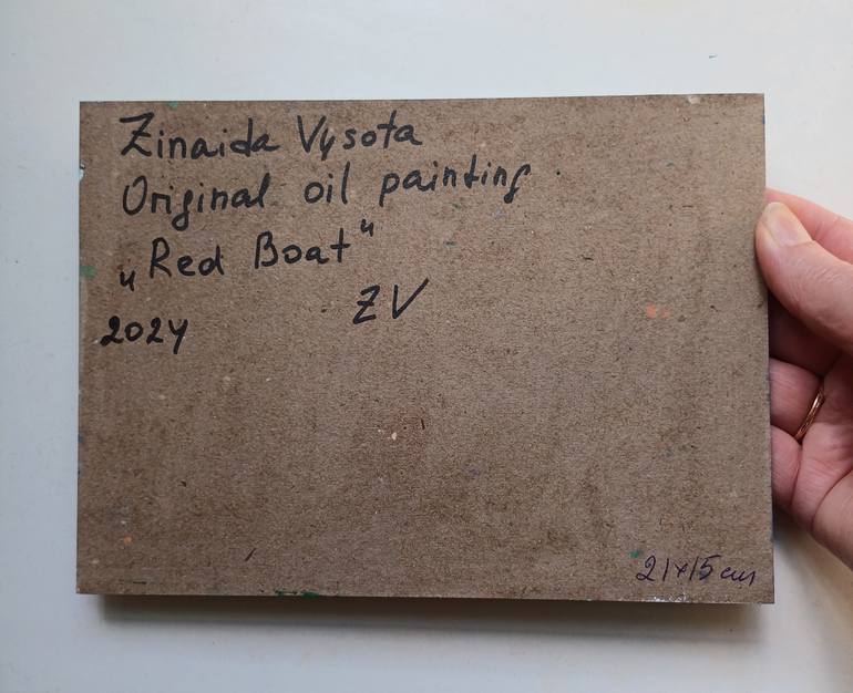 Original Art Deco Boat Painting by Zinaida Vysota Dacenko