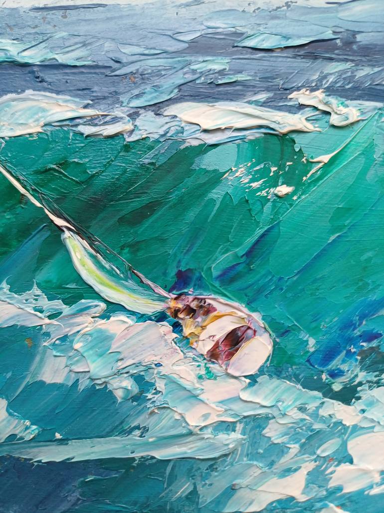 Original Art Deco Seascape Painting by Zinaida Vysota Dacenko