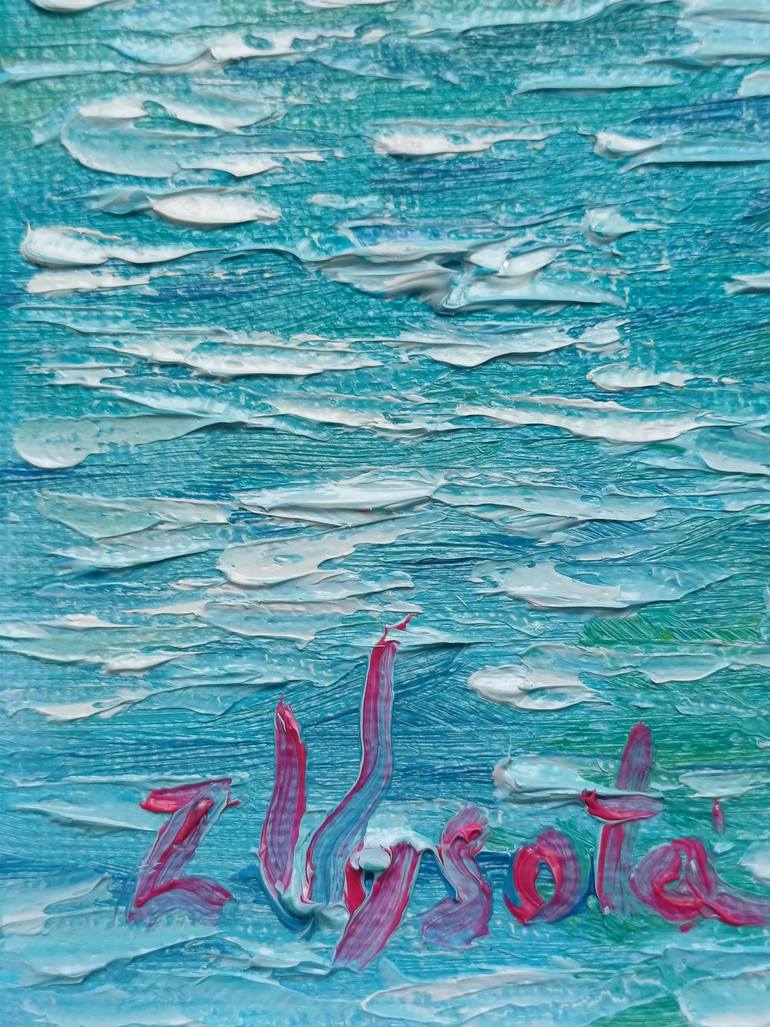 Original Art Deco Boat Painting by Zinaida Vysota Dacenko