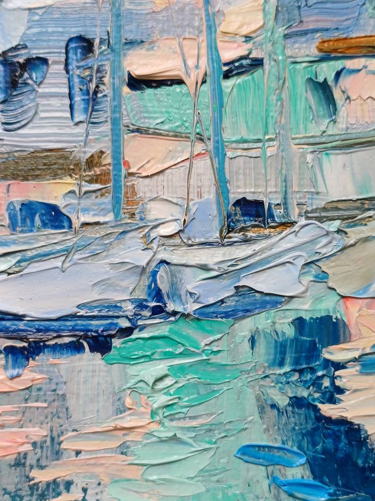 Original Abstract Expressionism Beach Painting by Zinaida Vysota Dacenko