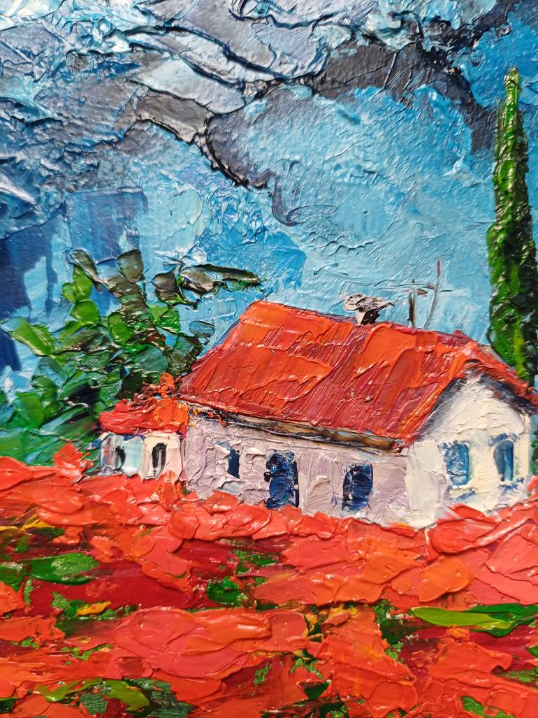 Original Art Deco Landscape Painting by Zinaida Vysota Dacenko