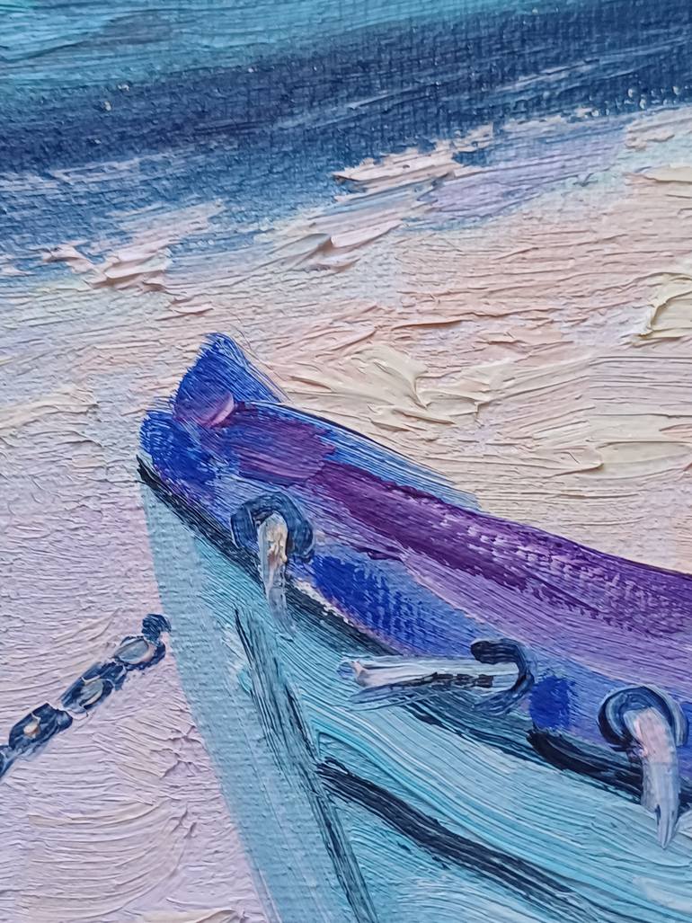 Original Art Deco Boat Painting by Zinaida Vysota Dacenko