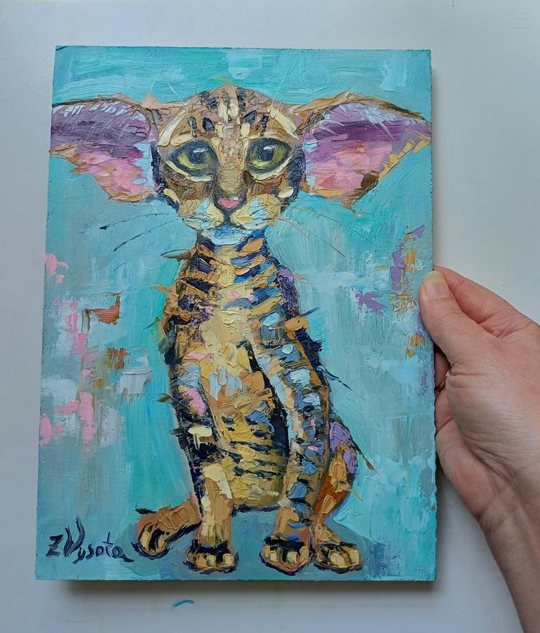Original Art Deco Cats Painting by Zinaida Vysota Dacenko