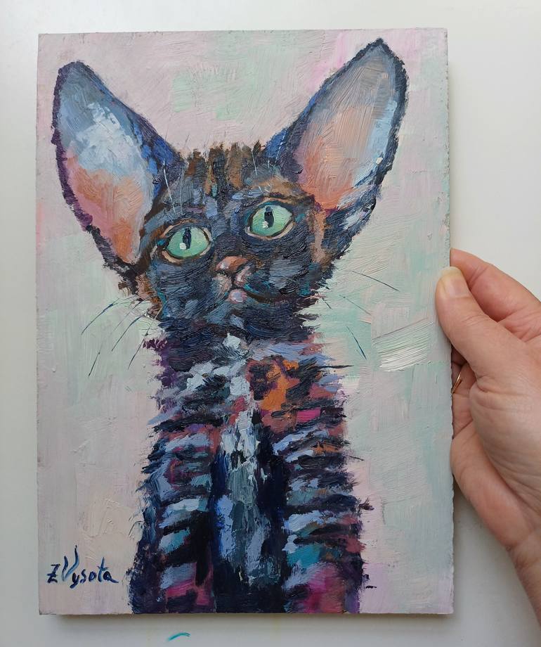 Original Art Deco Cats Painting by Zinaida Vysota Dacenko