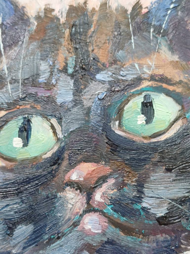 Original Art Deco Cats Painting by Zinaida Vysota Dacenko