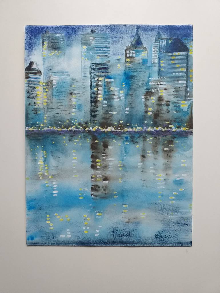 Original Abstract Expressionism Architecture Painting by Zinaida Vysota Dacenko
