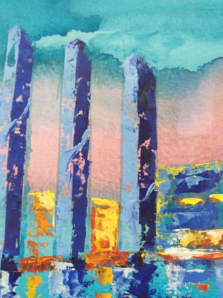 Original Abstract Expressionism Landscape Painting by Zinaida Vysota Dacenko